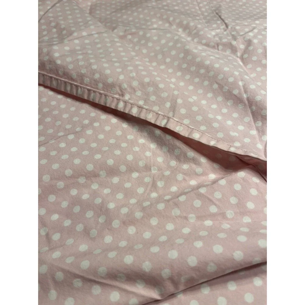 Pottery Barn Kids Pink w White Polka Dot Flat Toddler Sheet